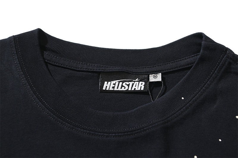 HellstarクラシックブラックTシャツ(ホワイトロゴ)
