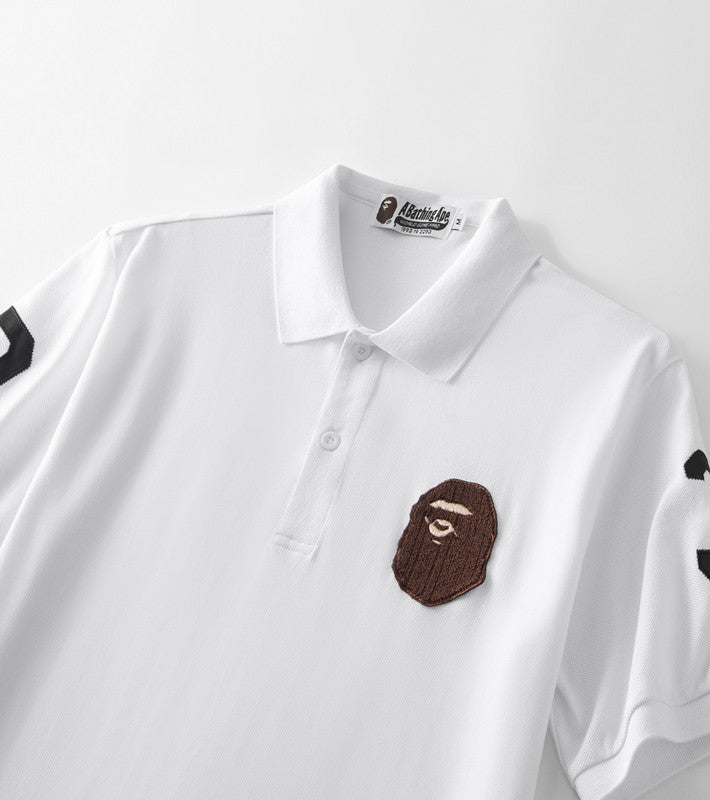 BAPE エンブロイダリー エイプヘッド ロゴ ポロ Tシャツ