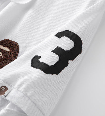BAPE エンブロイダリー エイプヘッド ロゴ ポロ Tシャツ