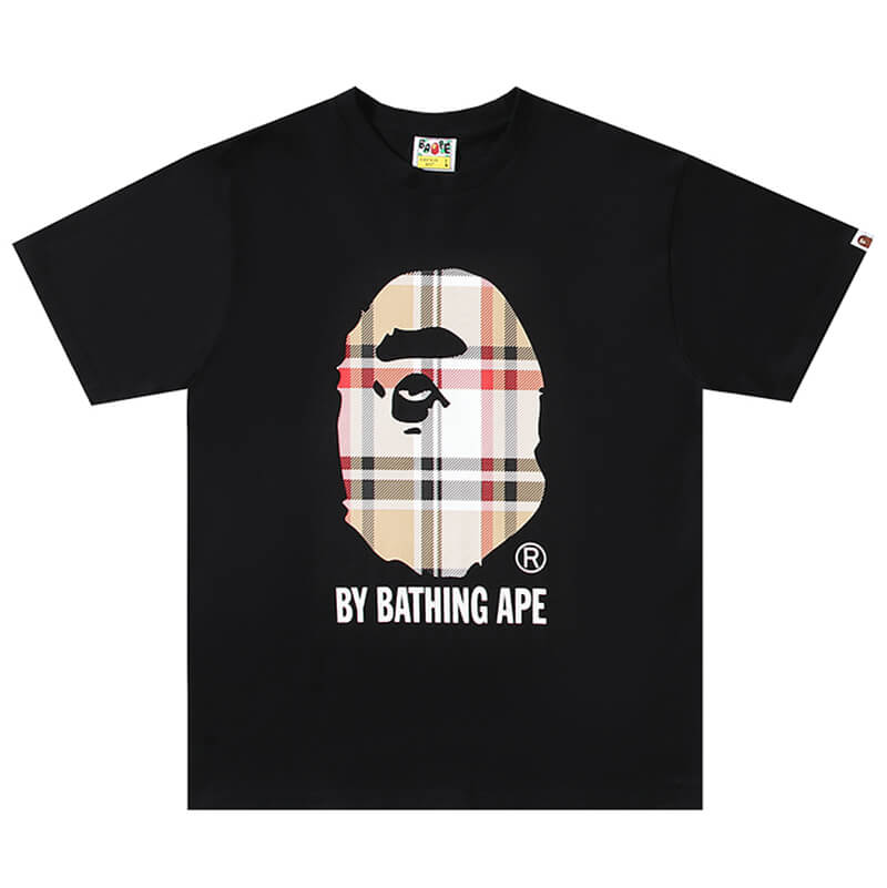 Bape Burberry Plaid Ape Head by Bathing Ape Tシャツ