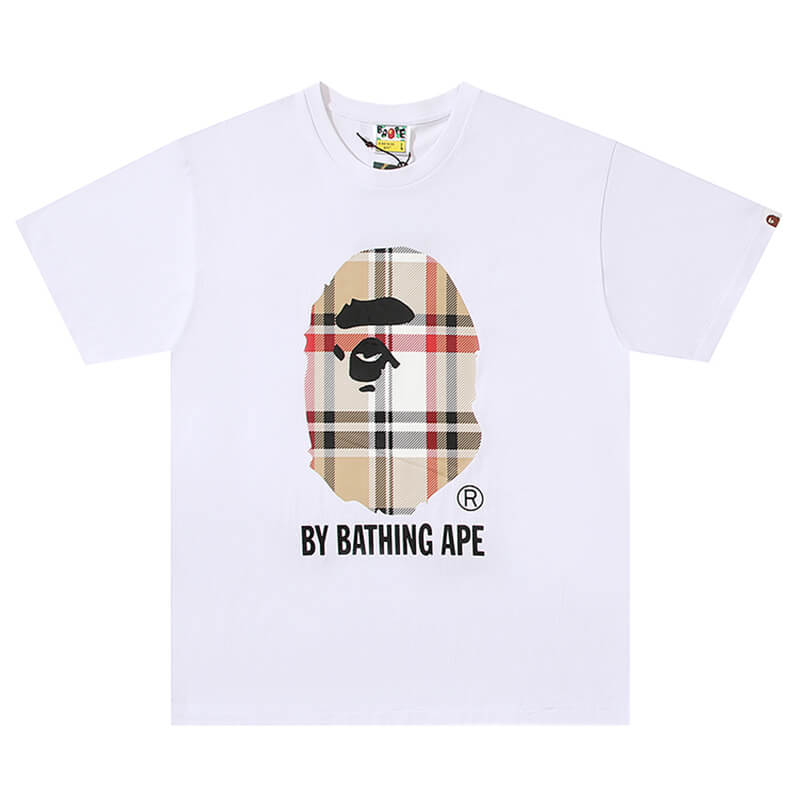 Bape Burberry Plaid Ape Head by Bathing Ape Tシャツ